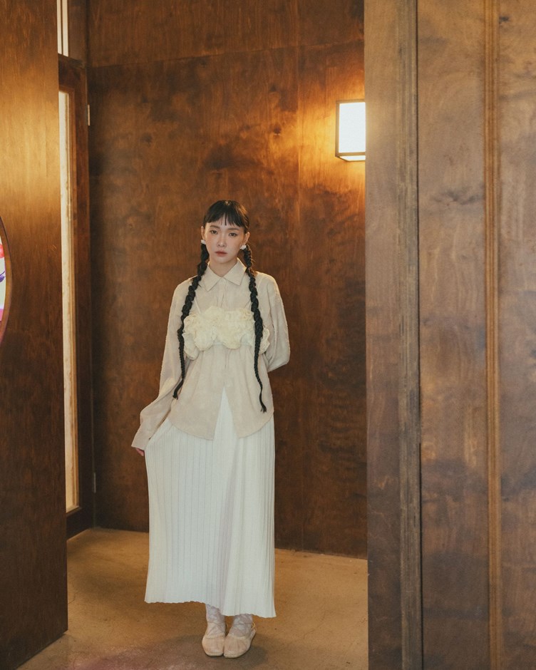 日感軟料毛邊花型襯衫