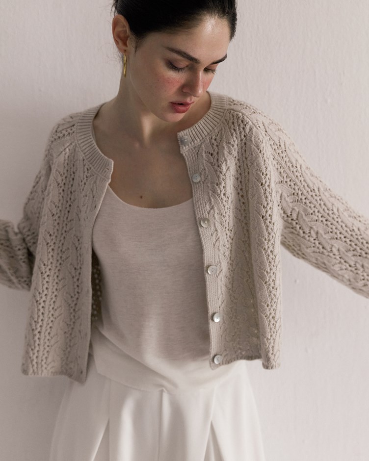 春杏雕紋｜針織開襟衫