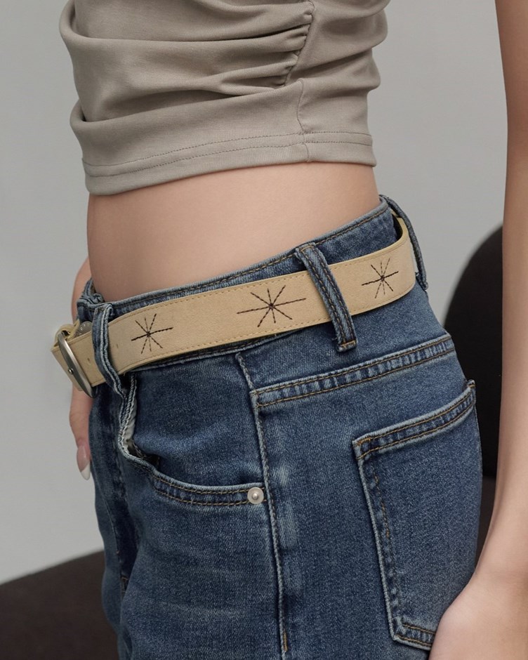 星芒刺繡復古皮帶