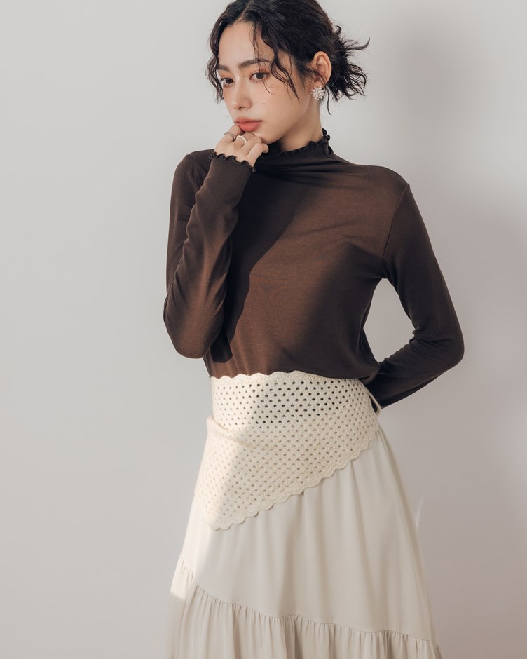 PROJECT.M 高彈內磨毛高領捲邊上衣