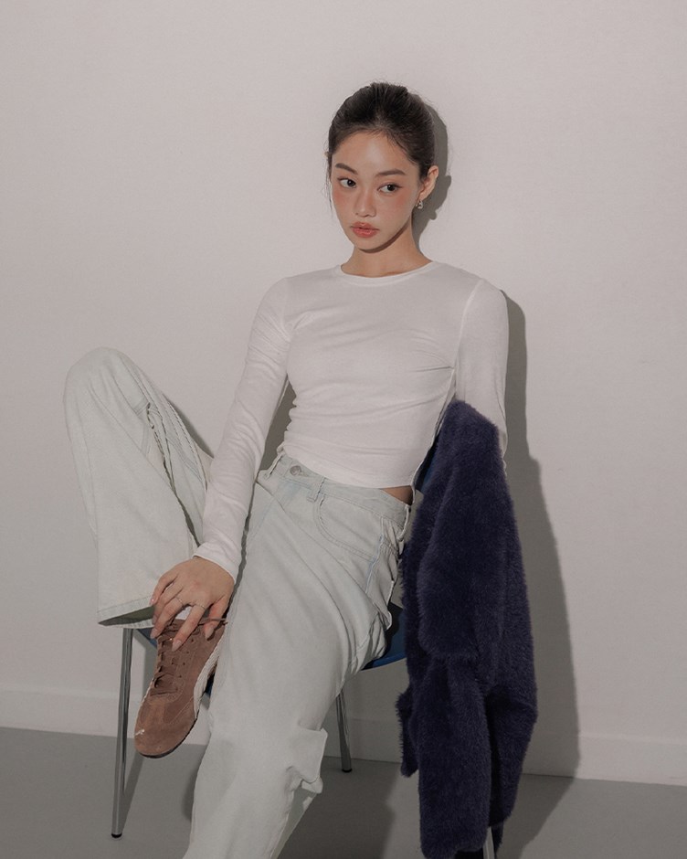 下擺圓弧長袖上衣(飽妮聯名款)