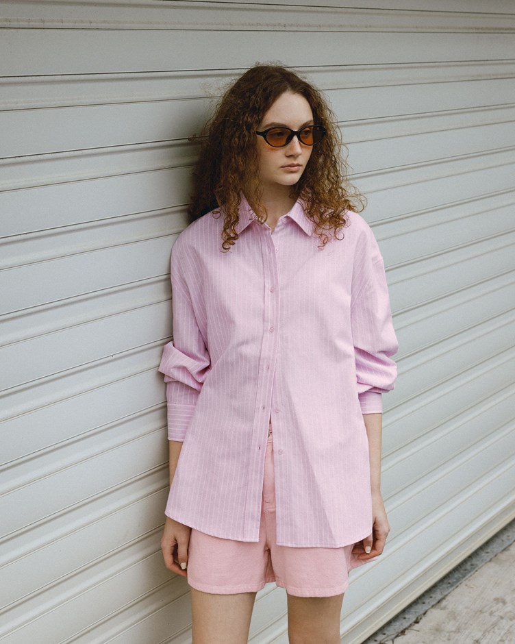 寬鬆條紋牛津襯衫