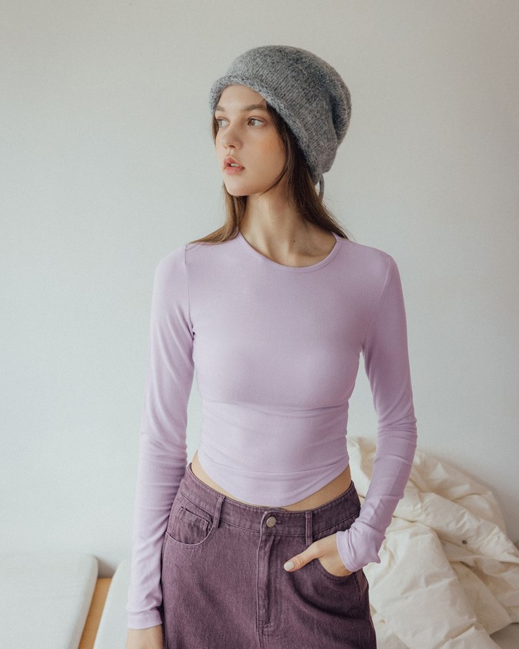 柔彈磨毛圓弧上衣