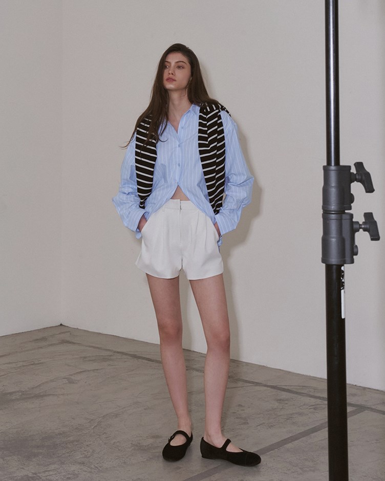 水洗感棉質條紋襯衫(ME.)