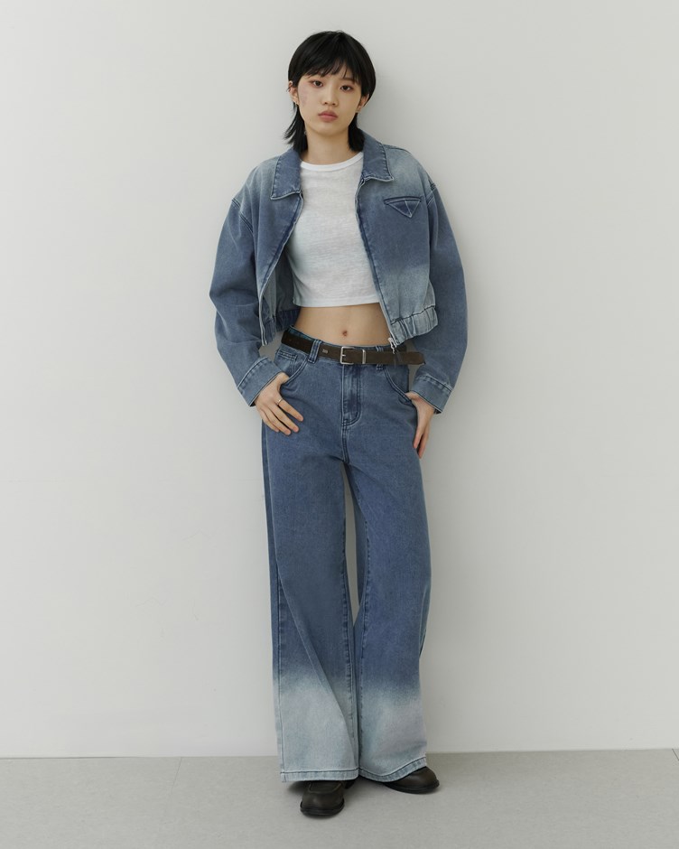 漸層水洗短版丹寧外套