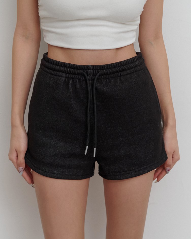 mi柔棉丹寧抽繩短褲