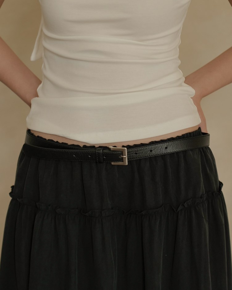 極簡紋理方頭銀釦皮帶