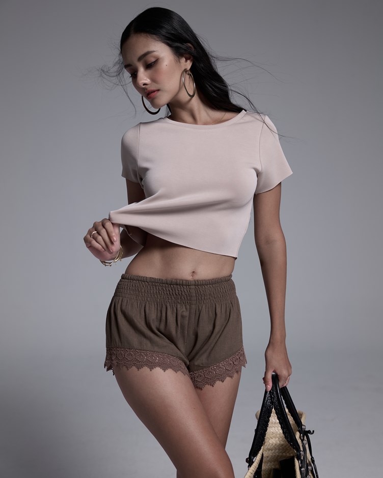 Floral Lace-Trim Shorts