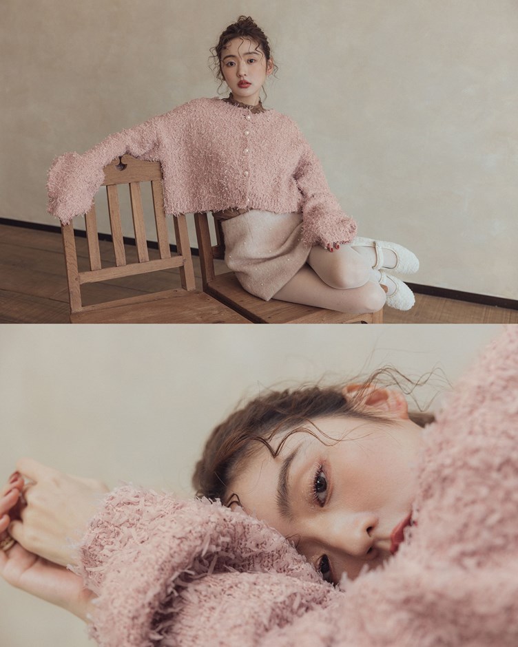 小香毛感圓領針織外套