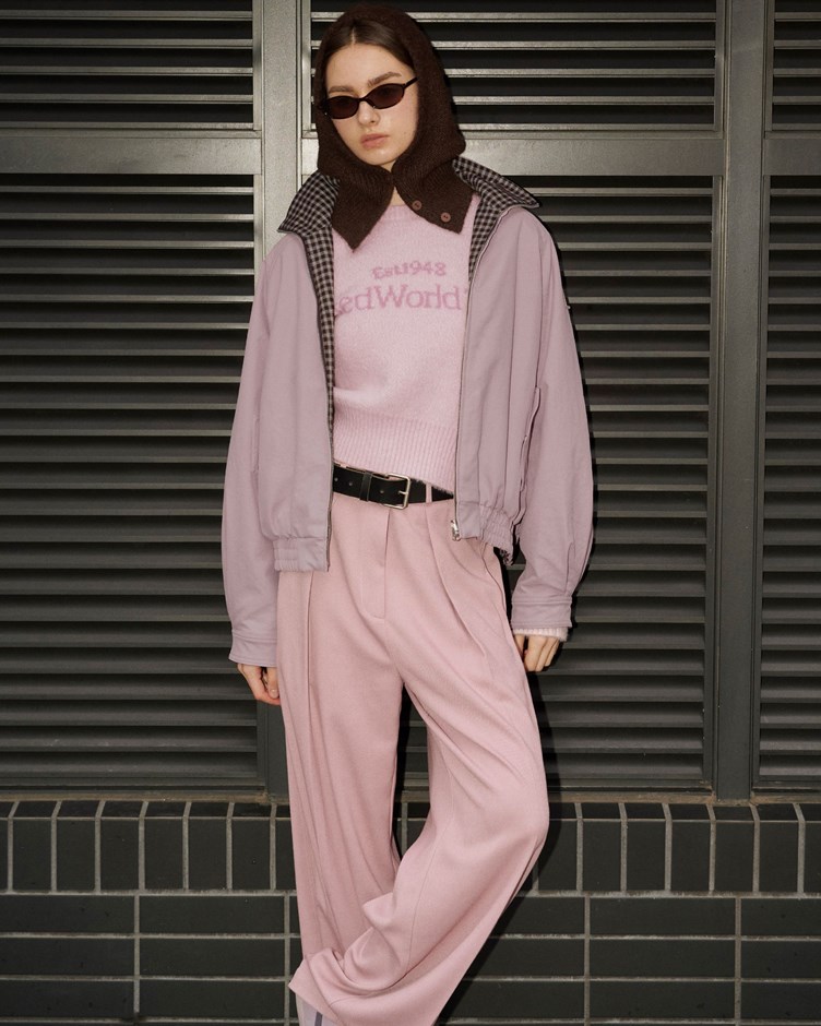 立領雙面配色格紋鋪棉外套