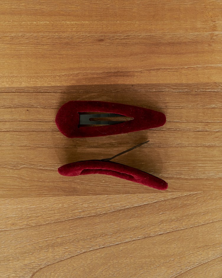 時髦絲絨小髮夾(一對)