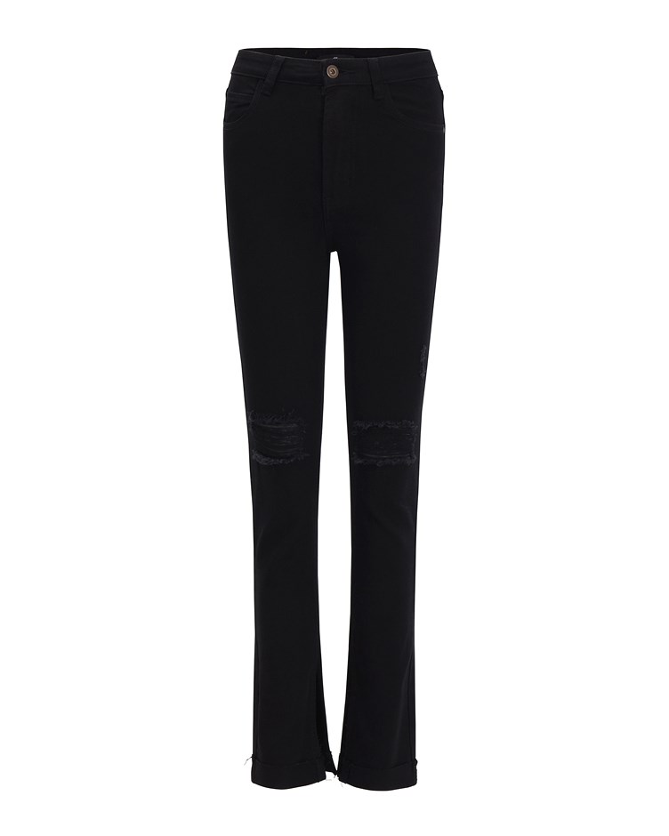 side slit denim jeans