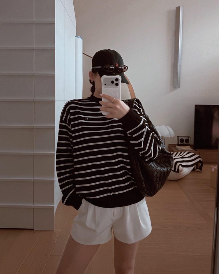 圓領針織條紋長袖(ME.)