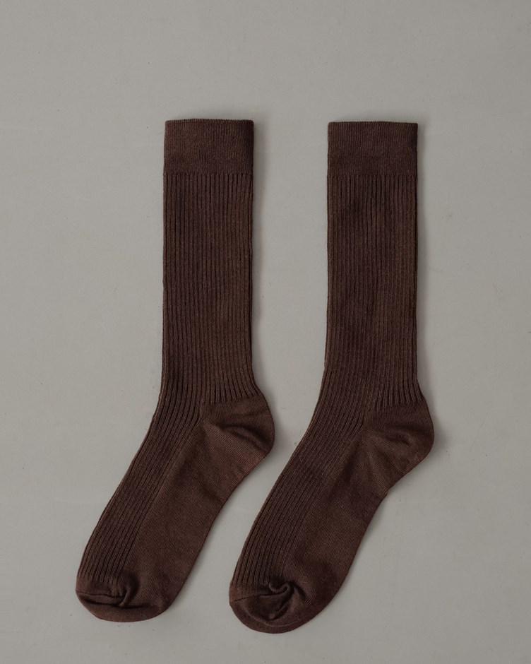 坑條棉質中筒襪