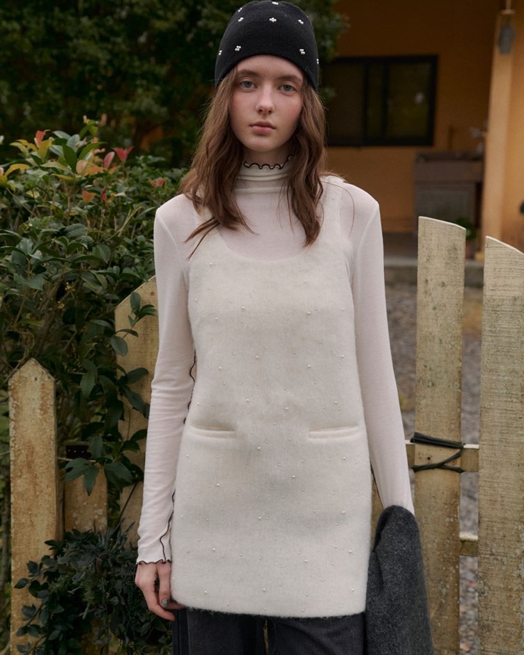 小香風珍珠毛呢短洋裝