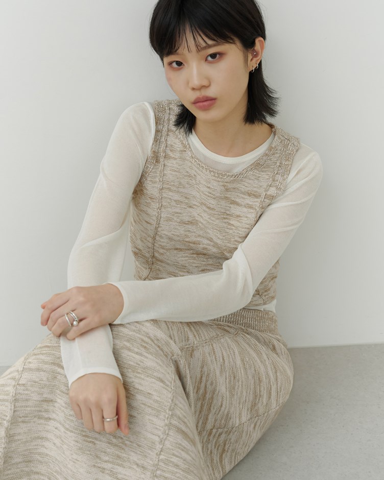 混色織紋針織背心