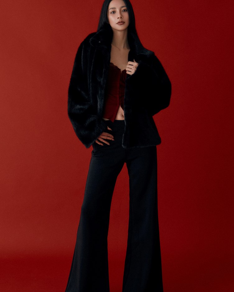 微喇叭刷毛西裝棉褲