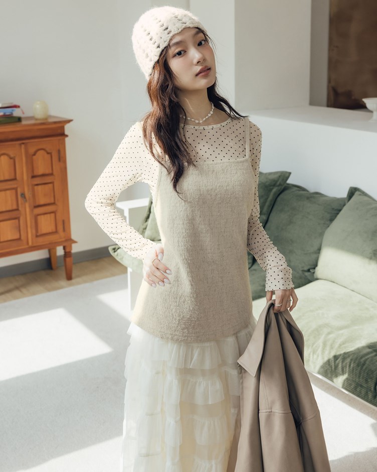 細閃毛絨感細肩背心