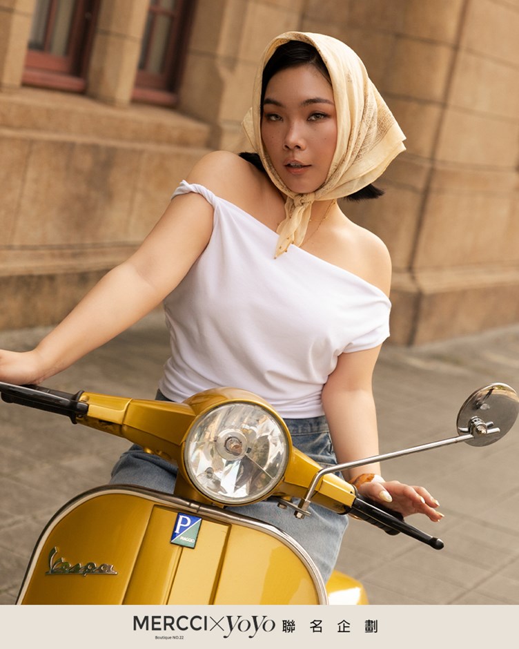 彈力斜肩上衣(yoyo聯名款)