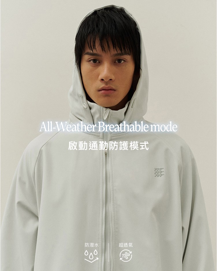 品牌LOGO防風雨可拆連帽外套