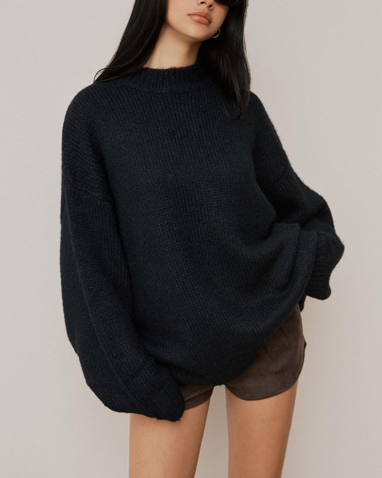 立領坑條大大毛衣