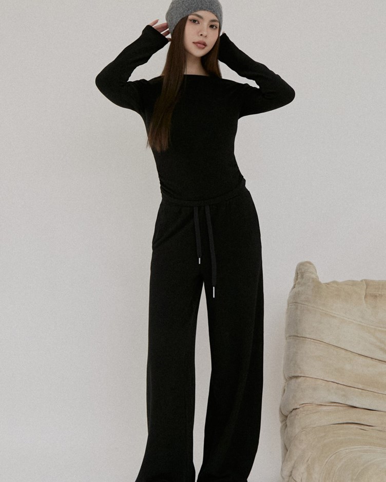 磨毛蓄熱休閒抽繩長褲