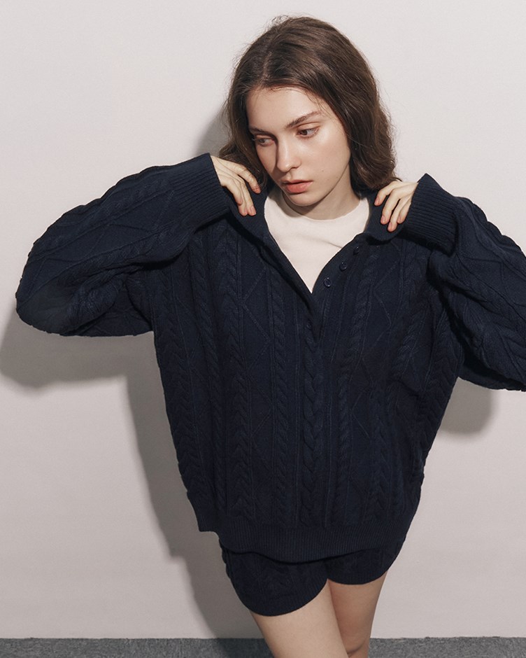 麻花開釦針織毛衣(ME.)