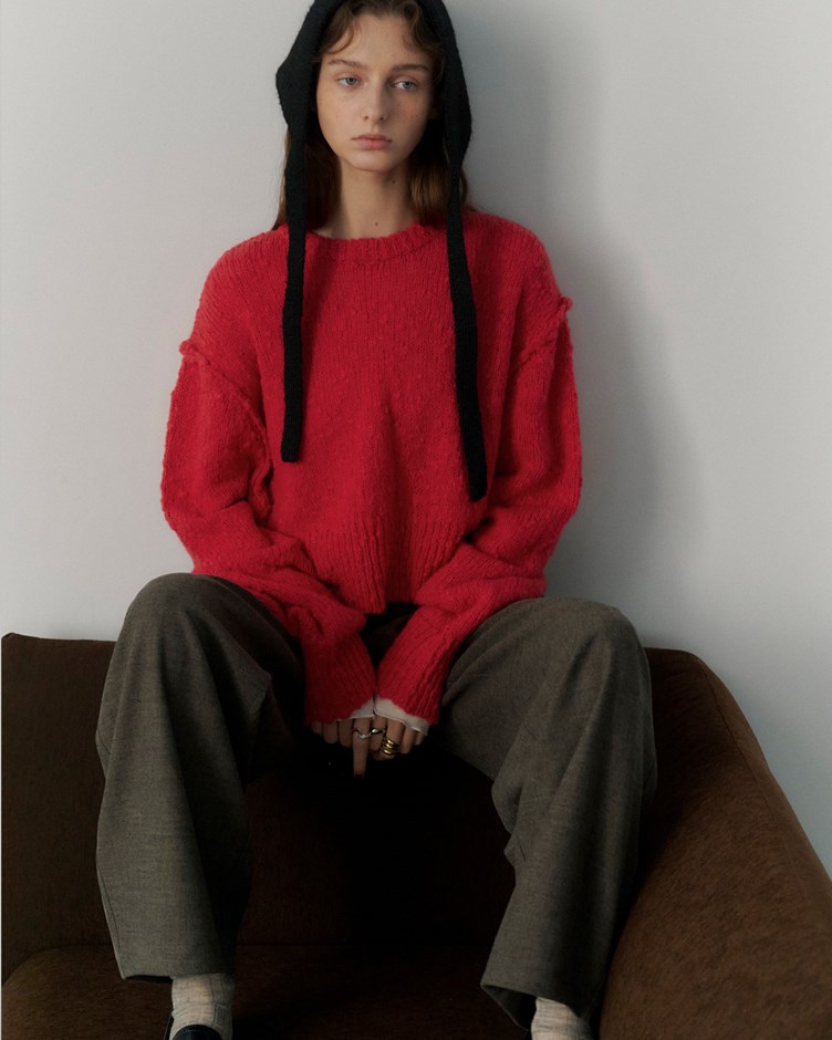 絨感珍珠紗粗針毛衣