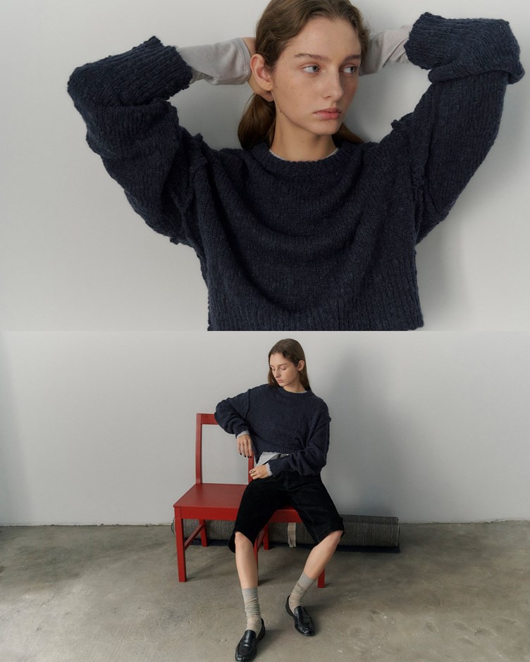 絨感珍珠紗粗針毛衣