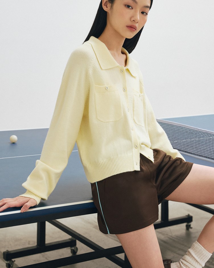 翻領針織開襟衫
