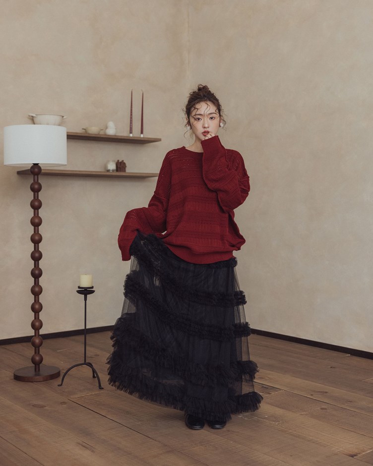 雨點洞洞寬鬆針織上衣