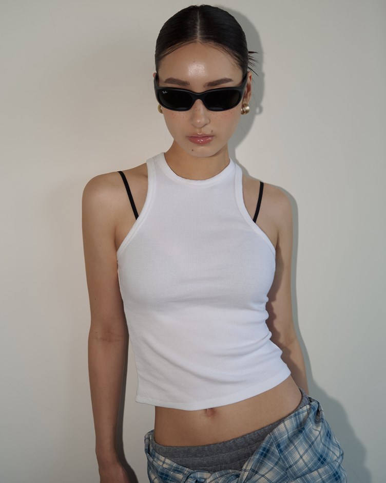 羅紋修身顯瘦削肩背心